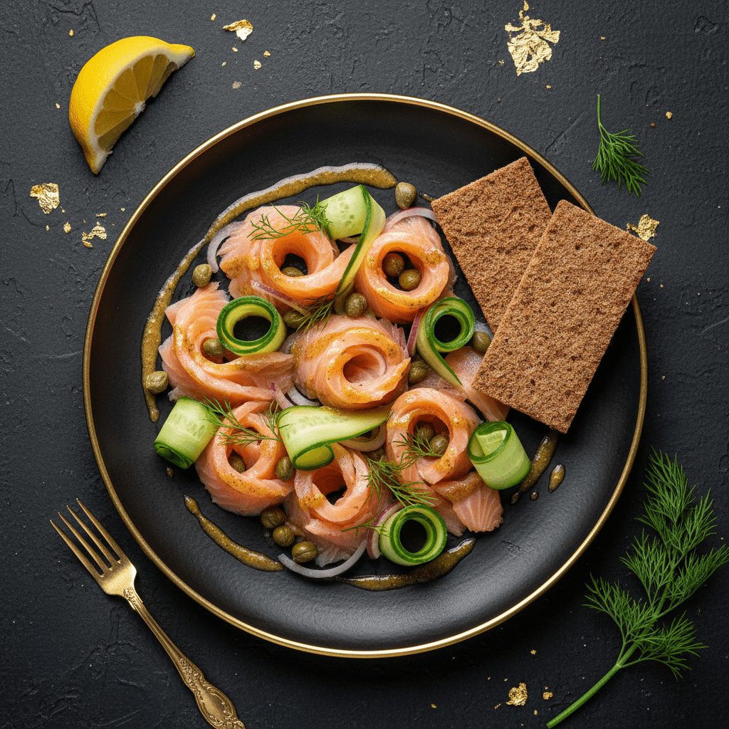 TITAN Norwegian Gravlax Salad Seafood Lunch Plate