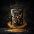TITAN Organic High-Protein Lentil Dal Spiced — ultra-premium luxury editorial product shot