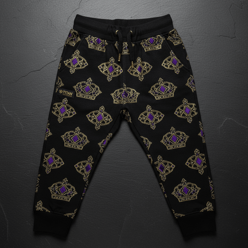 TITAN Kids Midnight Royale Crown Joggers — Little Royals SWAG Edition