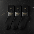 TITAN Golf Socks Set Crown Edition 3-pack matte black gold crown logo ankle cushioned performance fabric