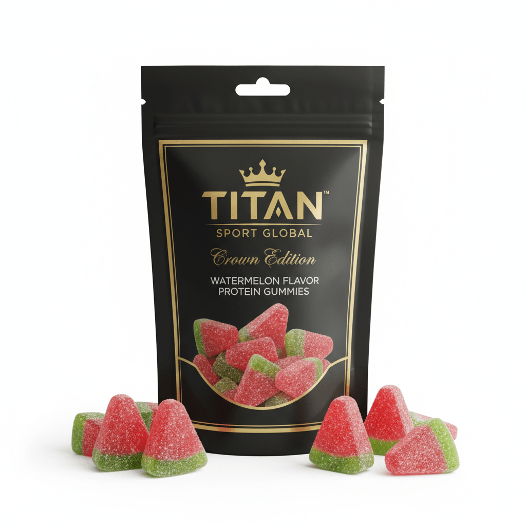 Crown High-Protein Watermelon Gummies — Crown Edition matte black pouch
