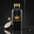 TITAN MCT Oil Pure C8 C10 Crown Edition — premium matte black glass bottle product shot