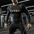 TITAN Compression Shirt - Black & Gold Long Sleeve Performance Base Layer