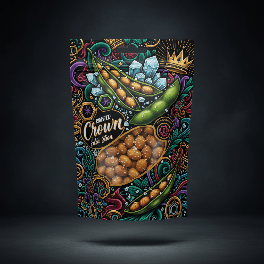 TITAN Dry Roasted Edamame Sea Salt — Crown Edition bold tattoo-style artwork