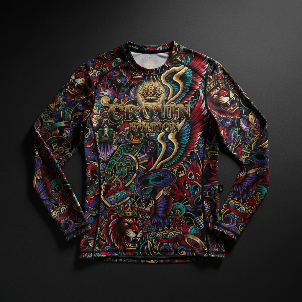 TITAN Crown Edition Men's Tattoo Art Compression Long Sleeve Top