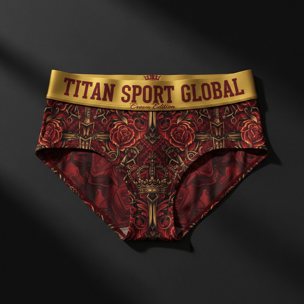 TITAN Crown Edition Women's Dark Rose Sport Briefs — Wine Red & Gold