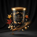 TITAN Organic High-Protein Oatmeal Cup Maple Brown Sugar — ultra-premium luxury editorial product shot