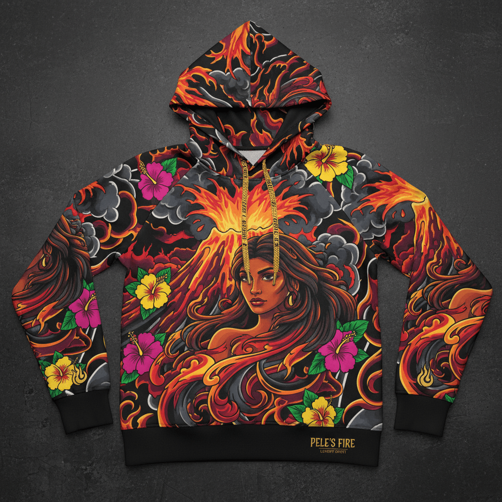 TITAN Women's Pele Volcano Fire Goddess Hoodie — Kilauea Edition