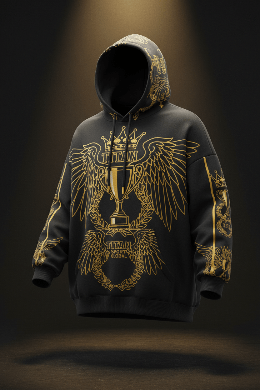 TITAN Post-Game Hoodie — Victory Laurel Wreath Crown Championship Design