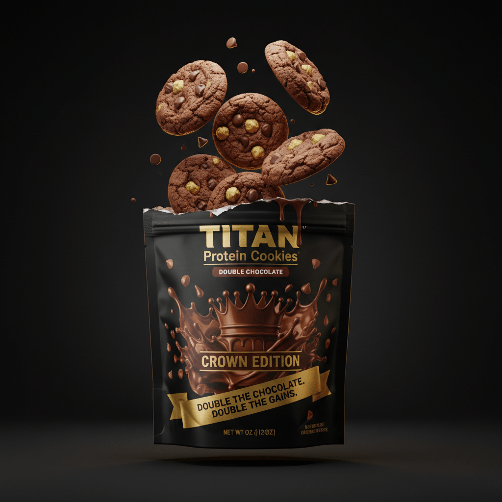 TITAN Protein Cookies Double Chocolate - Double The Gains Crown Edition Design