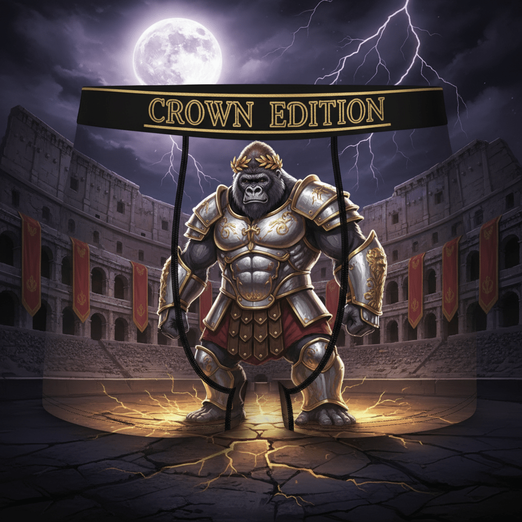 TITAN Roman Gladiator Gorilla Men's Boxer Briefs Crown Edition — gorilla in Roman gladiator armor anime art on matte black