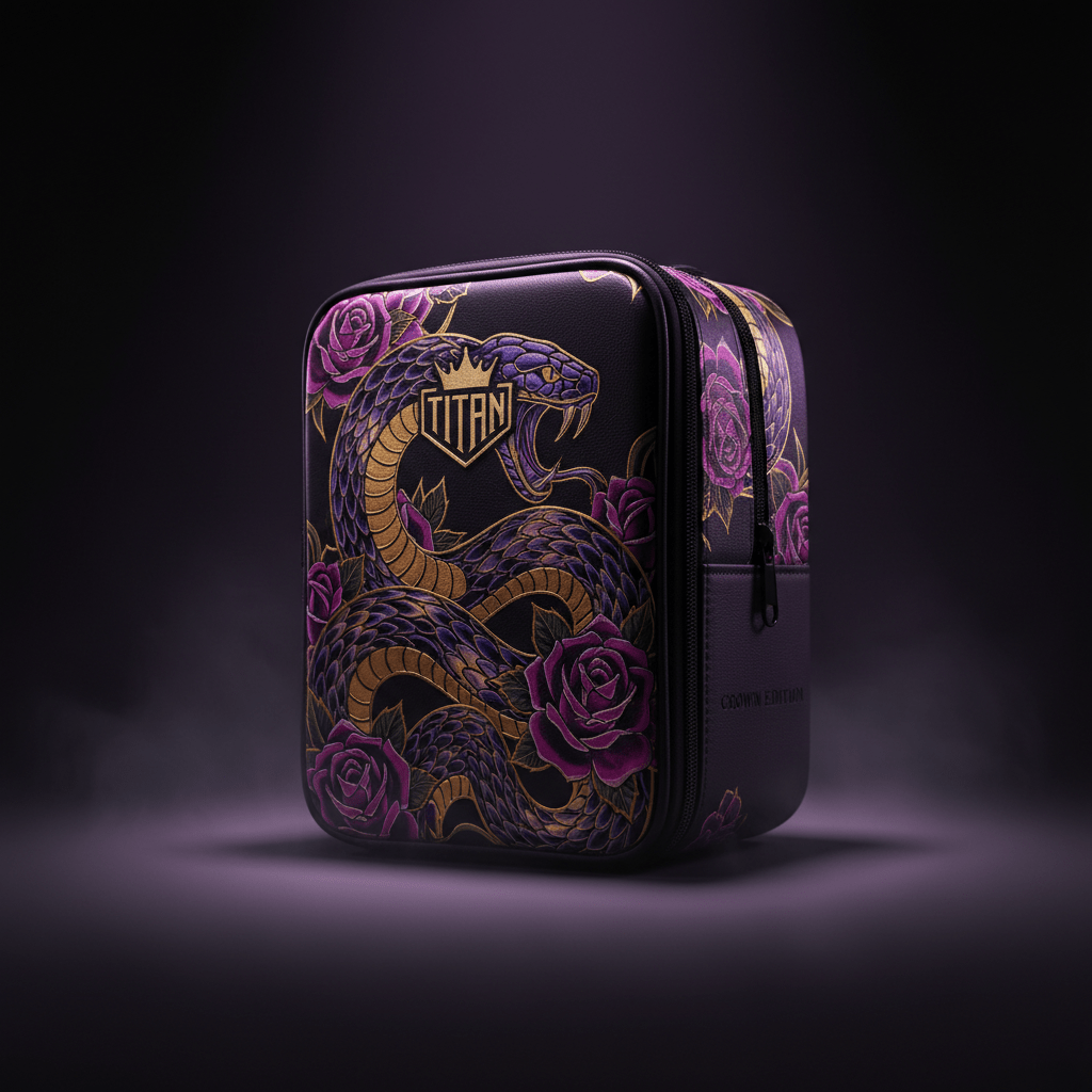 TITAN Athlete Insulated Lunch Bag Black & Gold — Crown Edition serpent roses tattoo side-angle shot