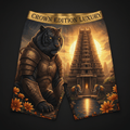 TITAN Chola Tiger Warrior Men's Lounge Pants Crown Edition — tiger in Chola armor anime art on matte black