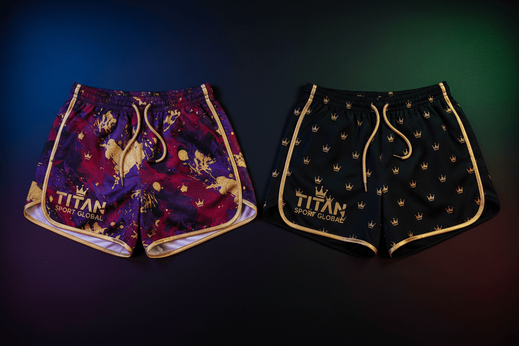 TITAN Performance Reversible Mesh Shorts — Dual Side Abstract & Crown Design