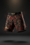 TITAN Elite Athletic Shorts Men Black & Gold — Crown Edition samurai warrior skull tattoo dynamic hanging shot
