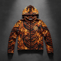 TITAN Women's Tiger Flame Crown Zip-Up Hoodie flat lay