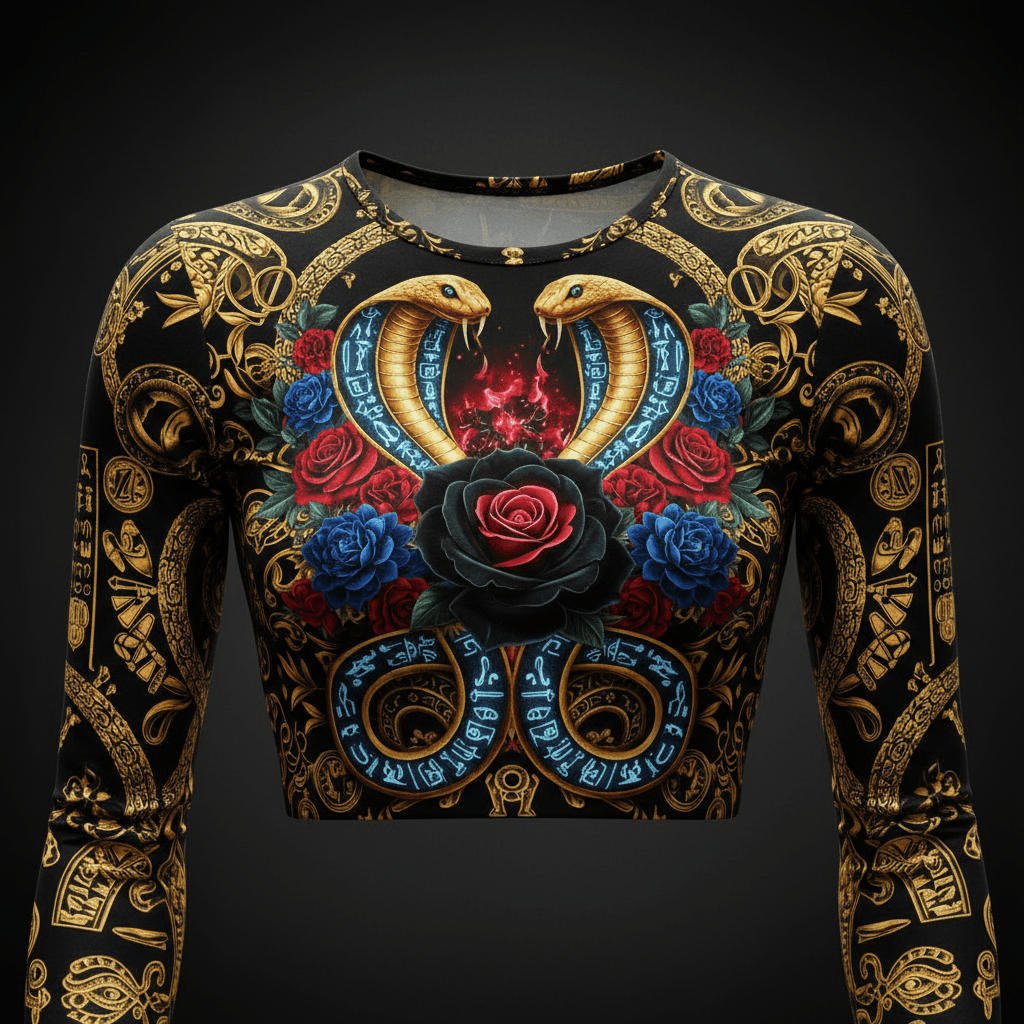 TITAN Women’s Volcanic Rose Serpent Long Sleeve Crop — Cleopatra Edition