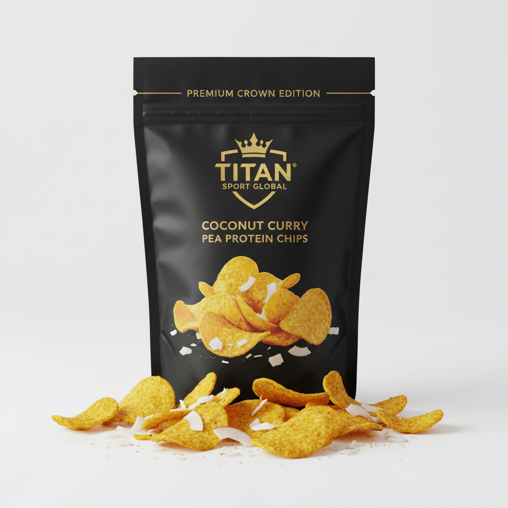 Crown Edition Coconut Curry Pea Protein Chips — matte black Crown Edition pouch