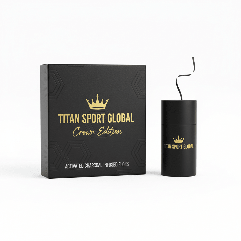 TITAN Crown Edition Activated Charcoal Dental Floss — matte black dispenser