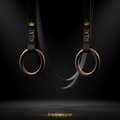 TITAN Gymnastic Rings Crown Edition — birch wood with matte black straps and gold crown logo