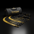 TITAN Resistance Band Set - Professional 5-level training bands with black and gold branding