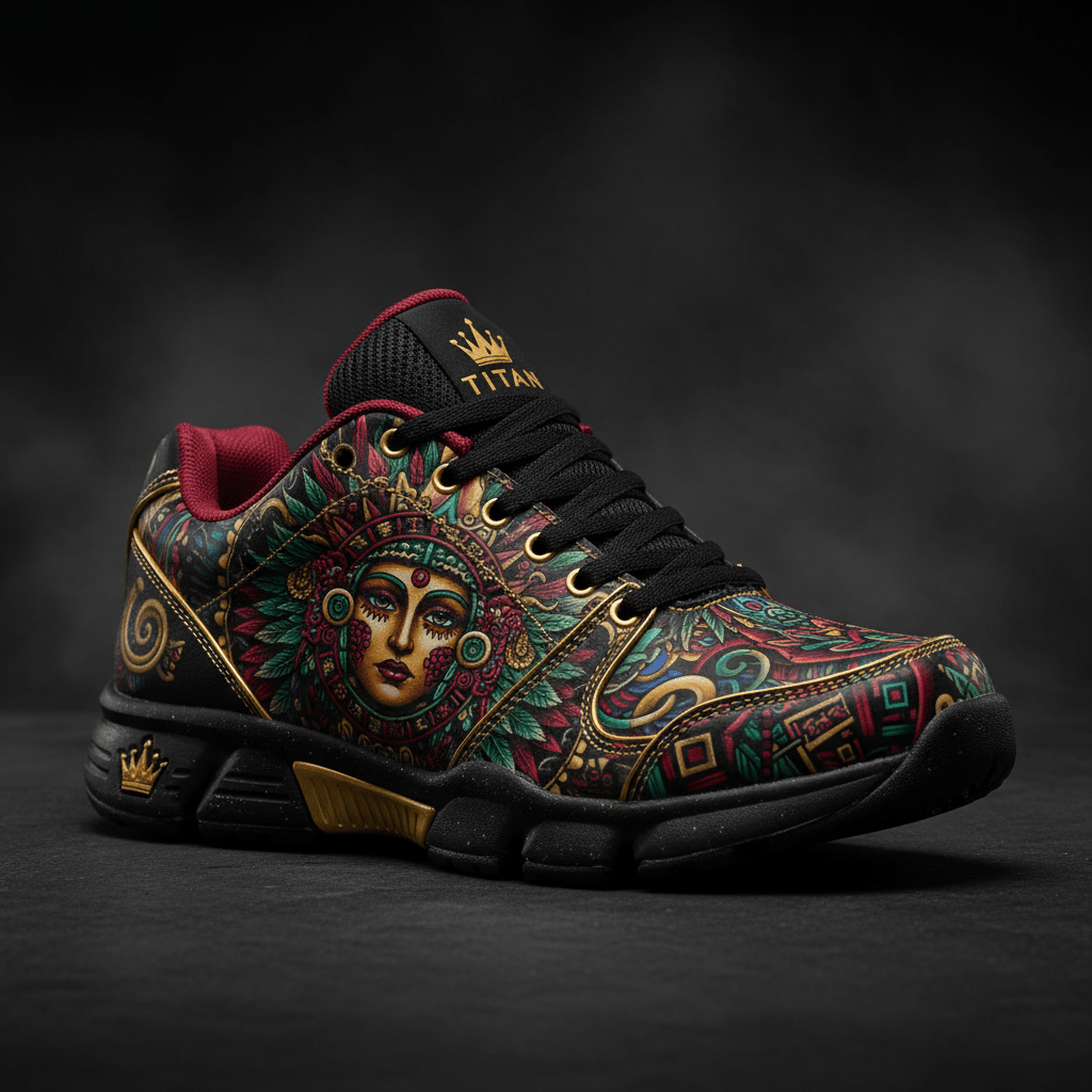 TITAN Crown Edition Color Aztec Sun Goddess Women's Training Shoe — tattoo-style artwork