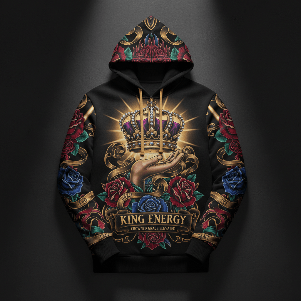 Crowned By Grace Men's Hoodie — TITAN Crown Edition tattoo artwork