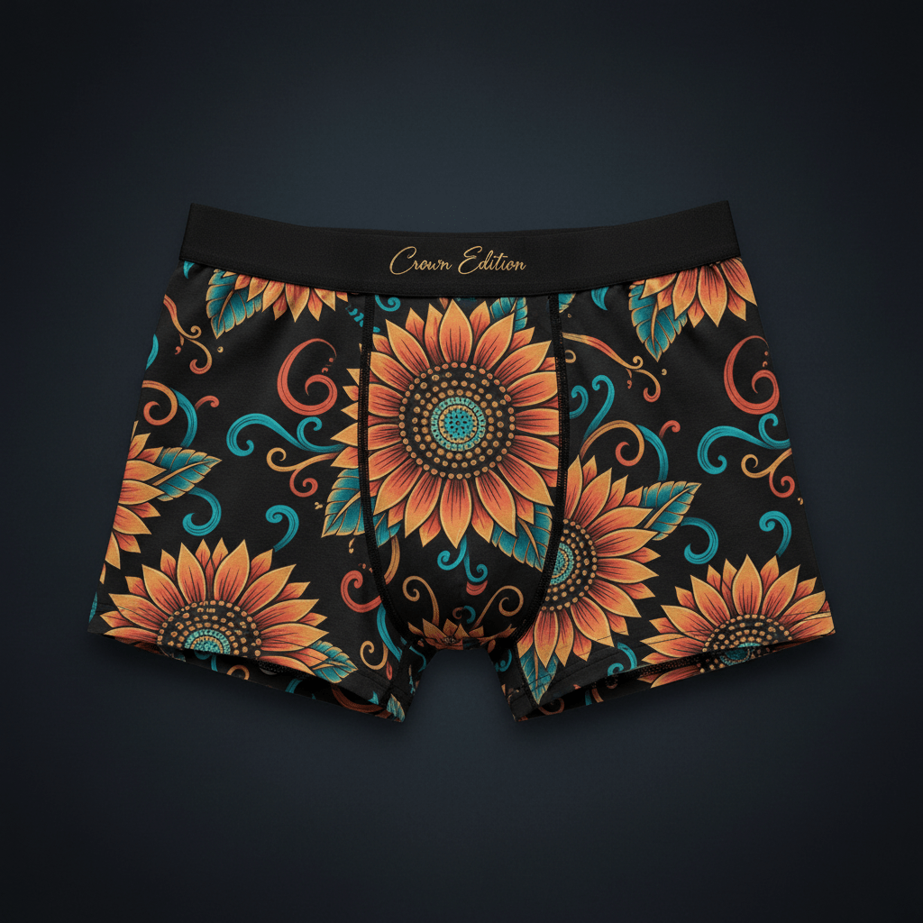 TITAN Women's Cozy Boxer Shorts Sunflower Queen Crown Edition