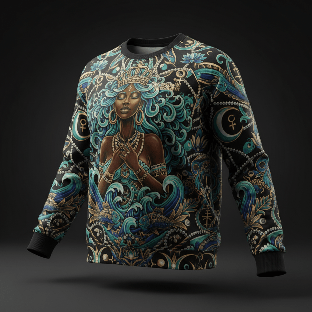 TITAN Plus Women's Yemoja Ocean Mother Crewneck — Spiritual Crown Edition sizes 1X–5X