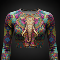 TITAN Women’s Neon Mandala Elephant Sacred Long Sleeve Crop — Ganesha Bloom Edition