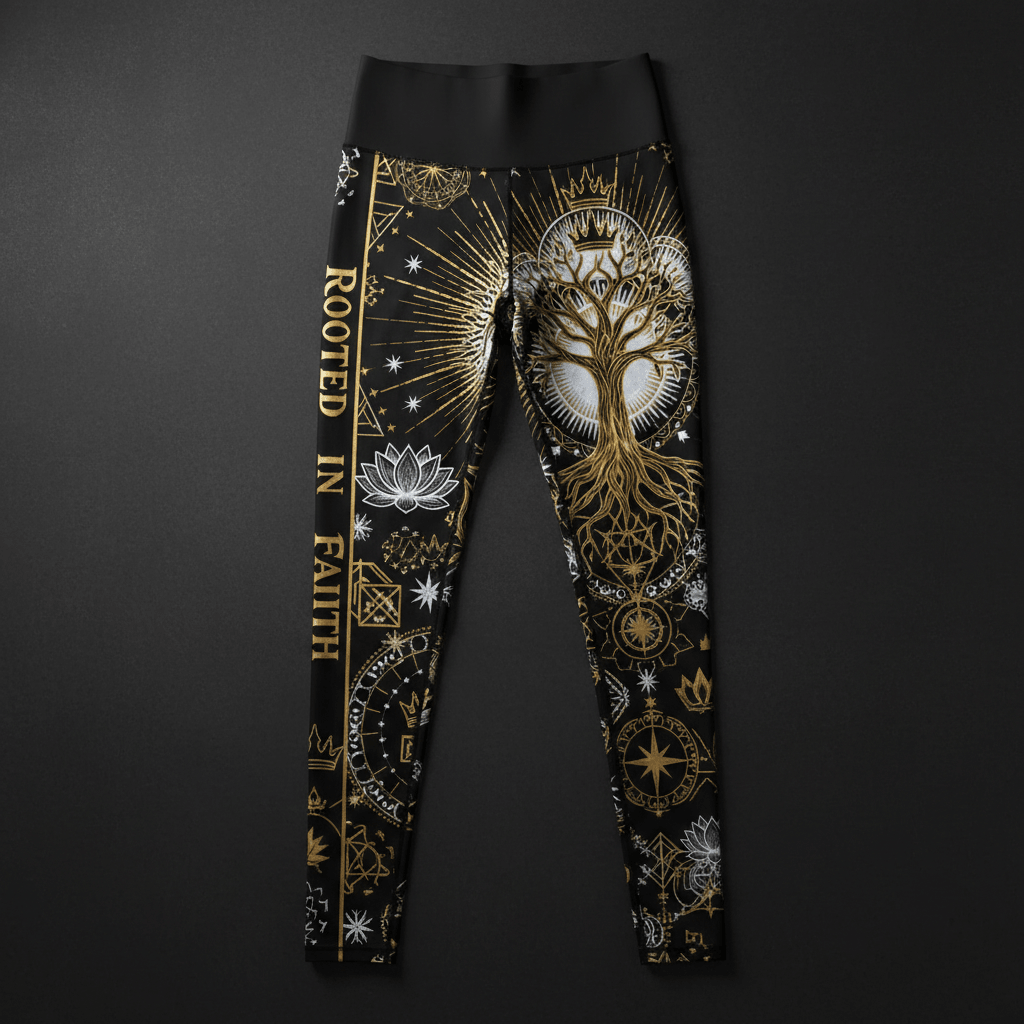 TITAN Women's Leggings Rooted In Faith Crown Edition flat lay
