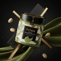TITAN Organic Pistachio Butter Smooth & Natural — ultra-premium luxury editorial product shot
