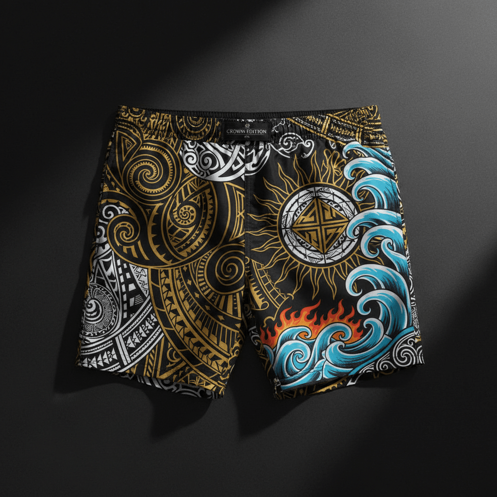 TITAN Men's Swim Trunks Maori King Crown Edition
