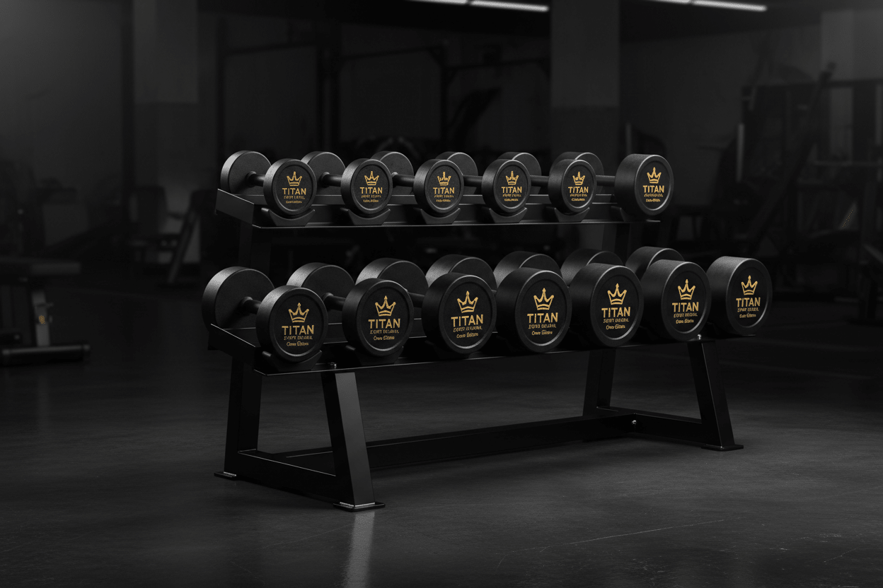 TITAN Crown Edition Fixed Weight Barbell Set matte black gold