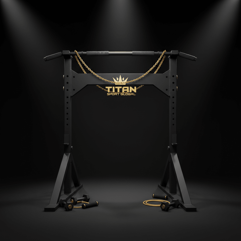 TITAN Portable Pull-Up Bar Crown Edition — matte black with gold crown logo