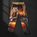 TITAN Rajput Tigress Women's Lounge Pants Crown Edition — tigress in Rajput queen armor anime art on matte black