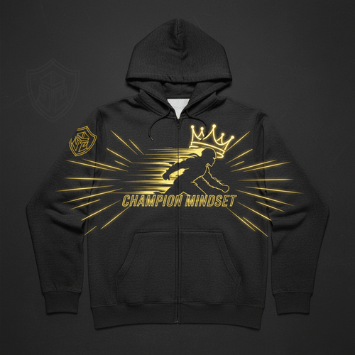 TITAN Champion Mindset Zip-Up Hoodie Phantom Strike Crown phantom grey neon gold warrior streetwear