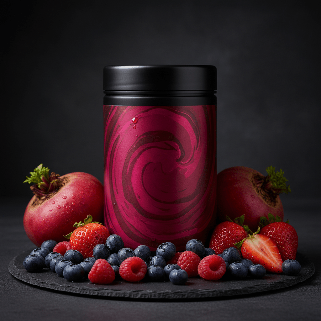 TITAN Protein Beet Juice Powder – Berry Blast, premium product photography