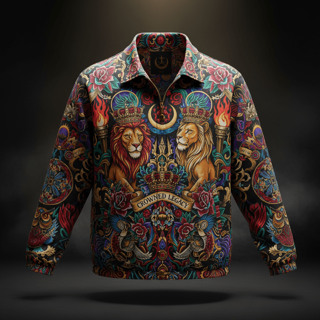 TITAN Premium Woven Coach Jacket - Crown Edition Tattoo Art