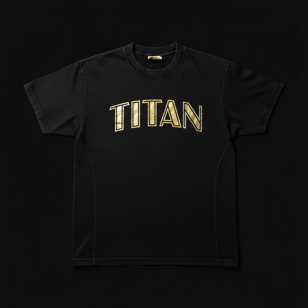 TITAN Training Tee - 1940 Champion premium black cotton with gold TITAN logo