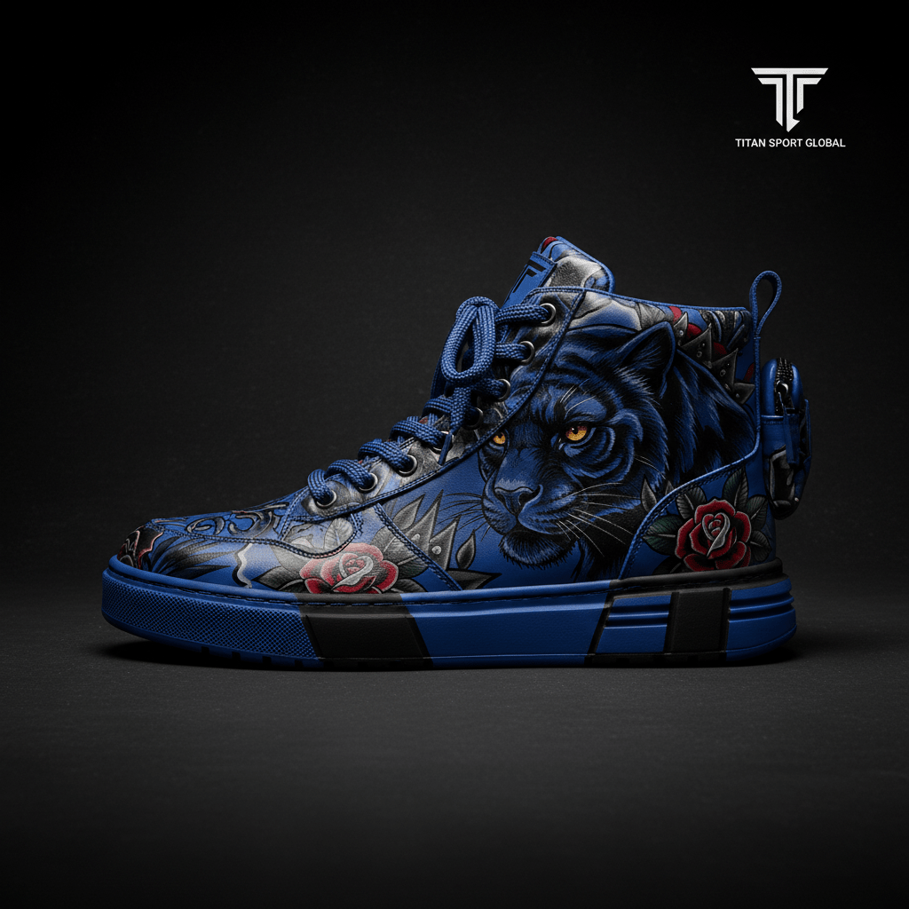 TITAN Streetwear Sneaker — Panther Tattoo Cobalt Blue Crown Edition