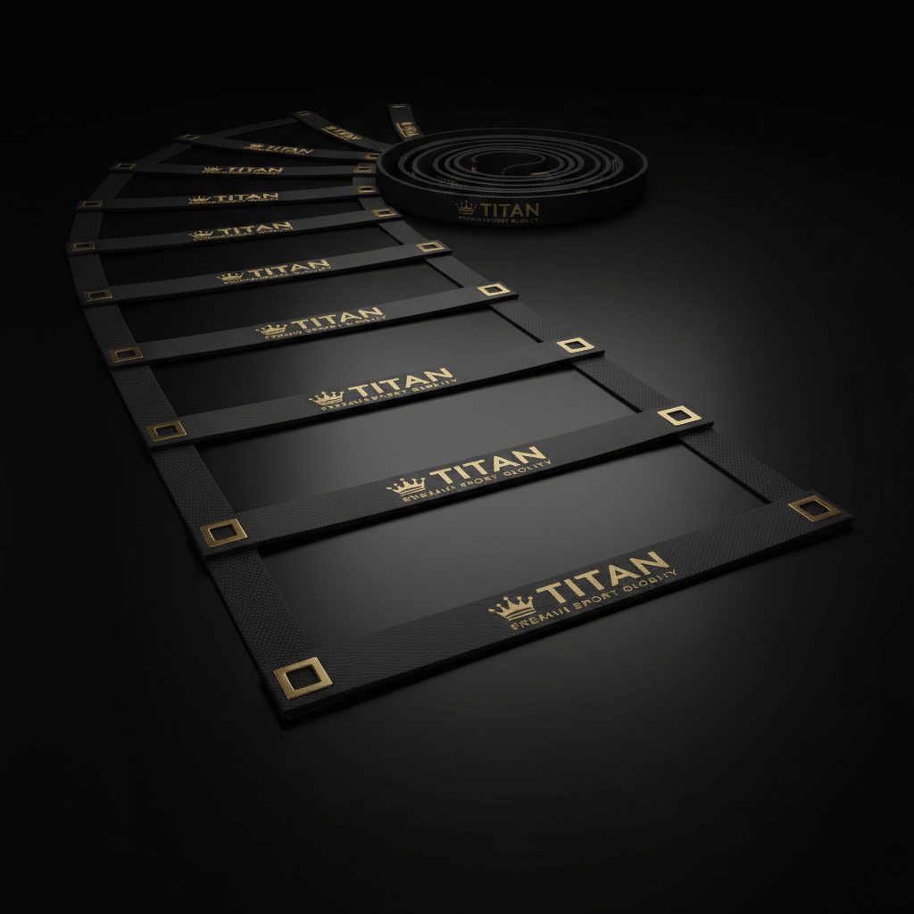 TITAN Agility Ladder Crown Series — matte black with gold crown logo