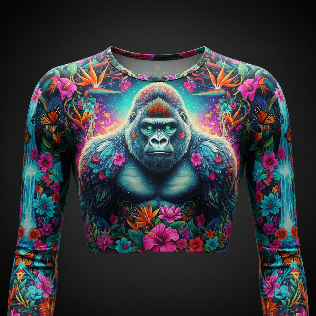TITAN Women’s Cosmic Gorilla Bloom Long Sleeve Crop — Silverback Eden Edition