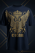 TITAN Eagle Crown Graphic Tee in Navy Gold with gold eagle crown graphic