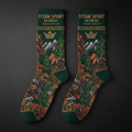 TITAN Crown Edition Iron Bear Crew Socks — Forest Green & Copper Gold