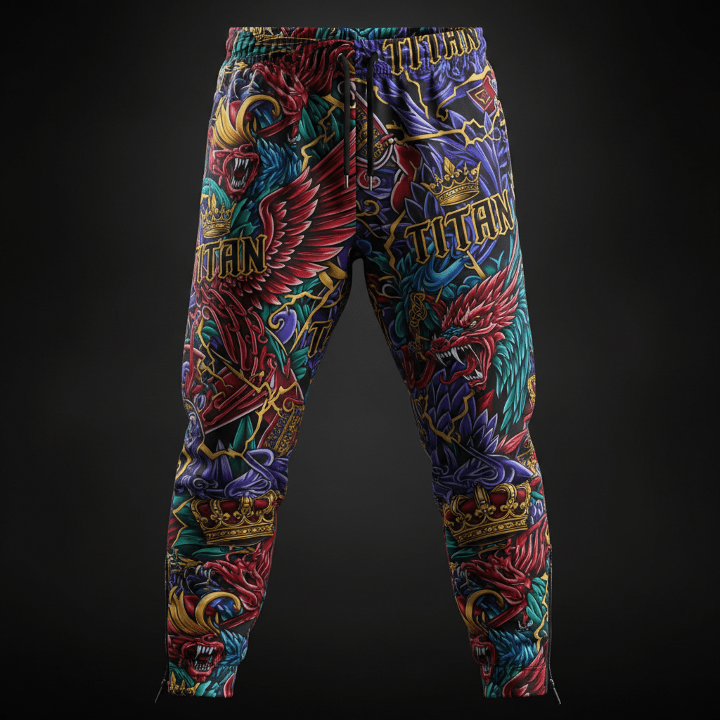 TITAN All-Over Print Jogger Pants - Black & Gold Crown Edition