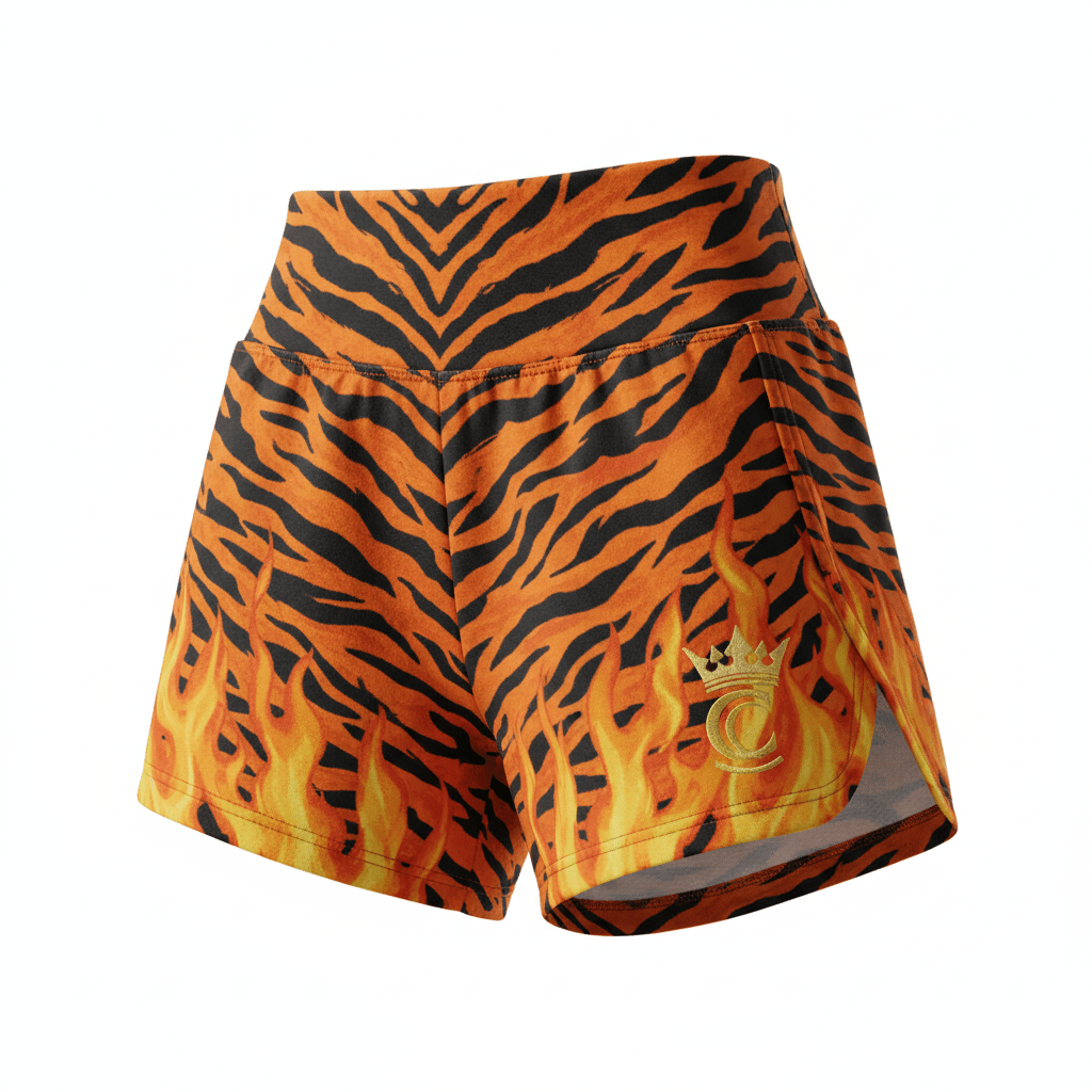 TITAN Tiger Flame Women’s Shorts — Crown SWAG Edition