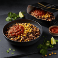 TITAN Organic High-Protein Brown Rice Bowl — Burrito Style, premium product photography