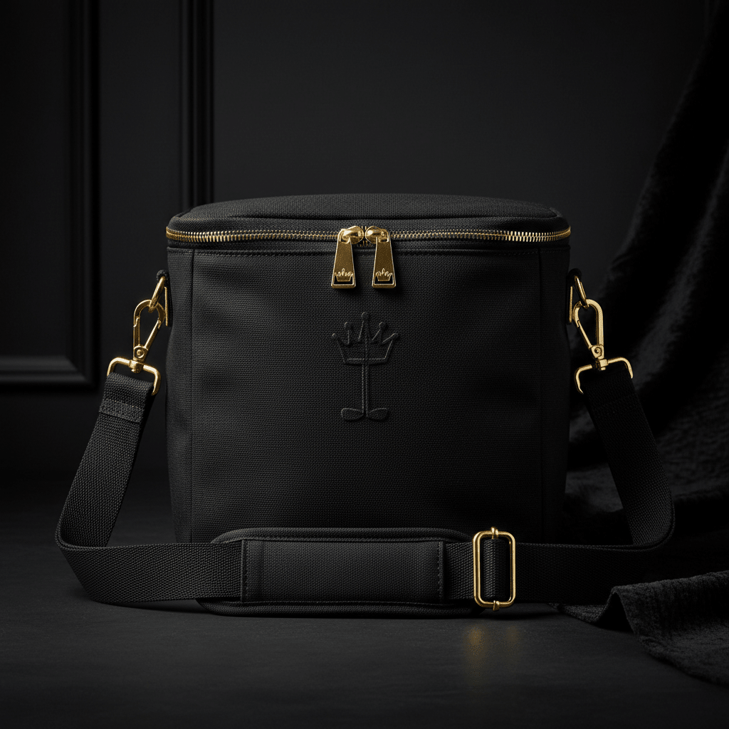 TITAN Golf Cooler Bag Crown Edition matte black insulated canvas gold crown hardware zipper pulls