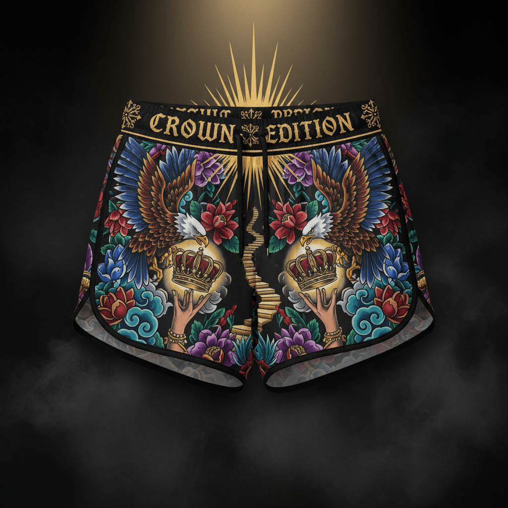 Lifted Higher Women's Shorts — TITAN Crown Edition tattoo artwork